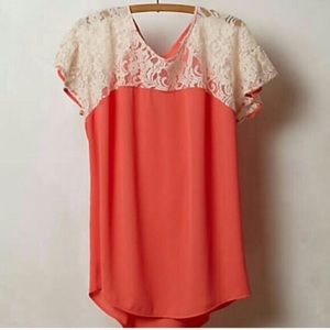 Coral and lace shirt